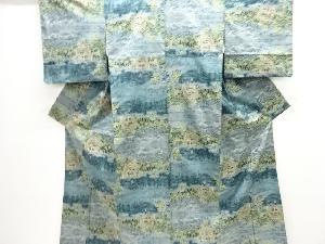 寺院風景模様織り出し本場泥大島紬着物(5マルキ)